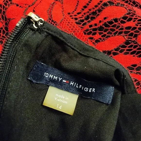 Tommy Hilfiger Red Lace Drop Waist A-Line Dress Size 14 NWOT - Picture 9 of 11